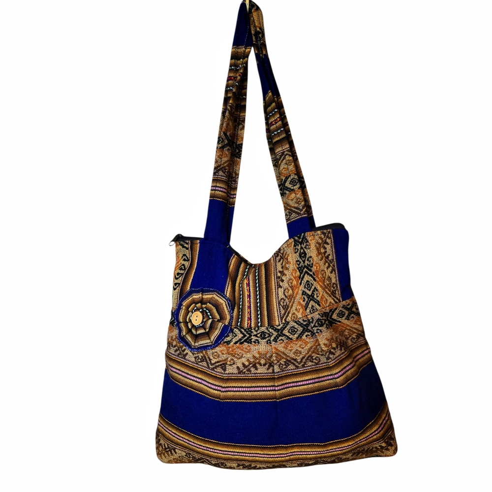 Bohemian Blue and Brown Tote Bag